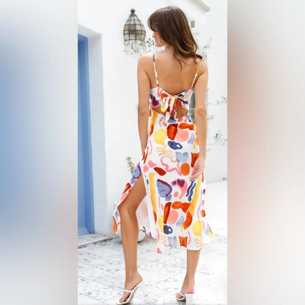 PORTRAIT OF AN ARTIST MIDI DRESS ORANGE - Picture 5 of 10
